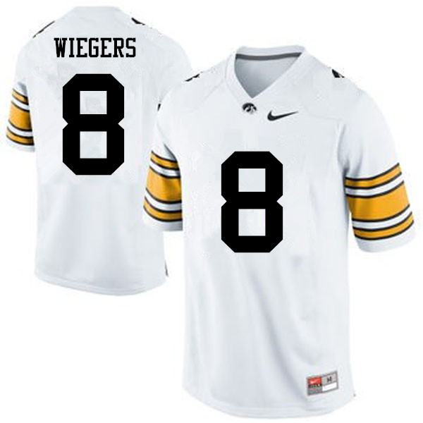 Men Iowa Hawkeyes #8 Tyler Wiegers College Football Jerseys-White - Click Image to Close